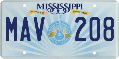 MS license plate MAV208