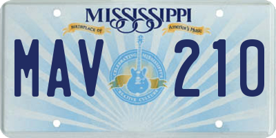 MS license plate MAV210