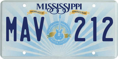MS license plate MAV212