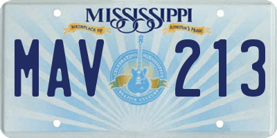 MS license plate MAV213