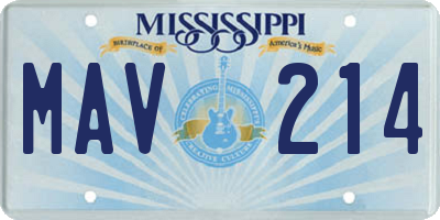 MS license plate MAV214