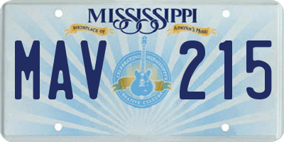 MS license plate MAV215