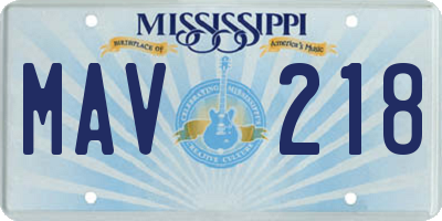 MS license plate MAV218