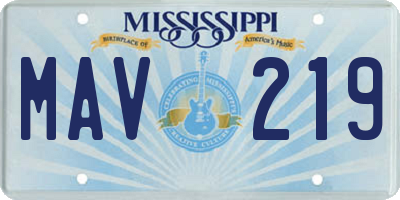 MS license plate MAV219