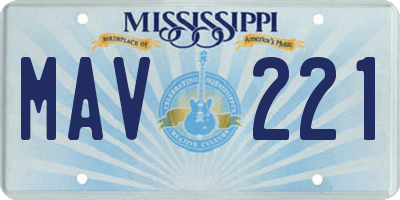 MS license plate MAV221