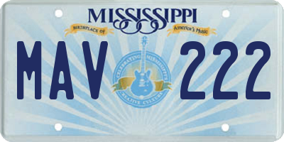 MS license plate MAV222