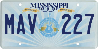 MS license plate MAV227