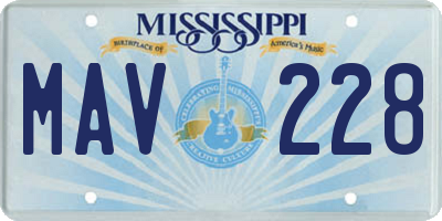 MS license plate MAV228