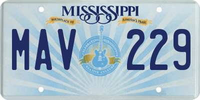 MS license plate MAV229