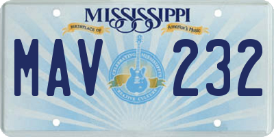 MS license plate MAV232