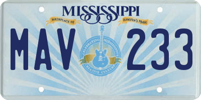 MS license plate MAV233