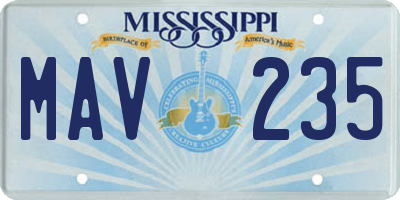 MS license plate MAV235