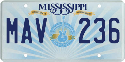 MS license plate MAV236