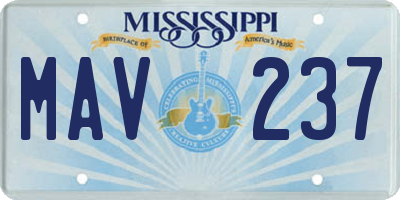 MS license plate MAV237