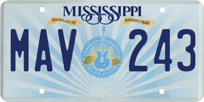 MS license plate MAV243