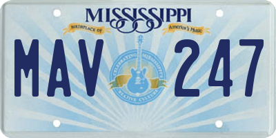 MS license plate MAV247