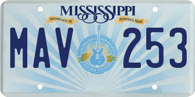 MS license plate MAV253
