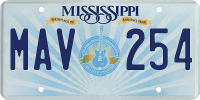 MS license plate MAV254