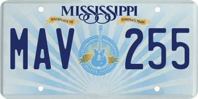 MS license plate MAV255