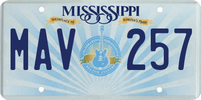 MS license plate MAV257