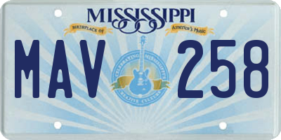 MS license plate MAV258