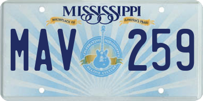 MS license plate MAV259