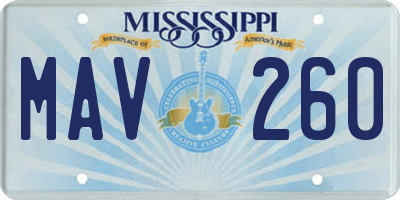 MS license plate MAV260