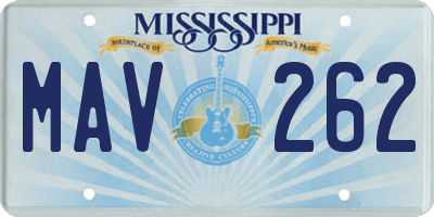 MS license plate MAV262
