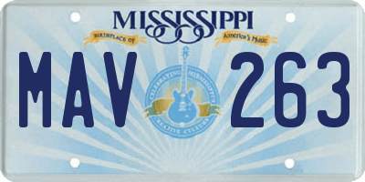 MS license plate MAV263