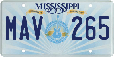 MS license plate MAV265