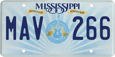 MS license plate MAV266