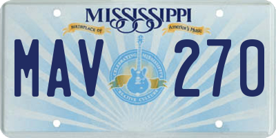 MS license plate MAV270