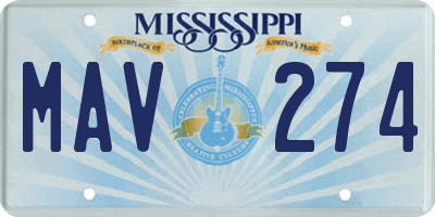MS license plate MAV274