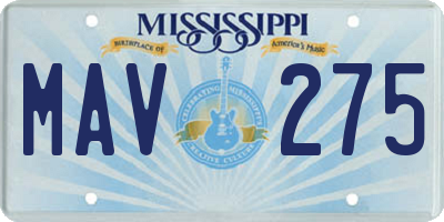 MS license plate MAV275