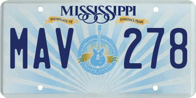 MS license plate MAV278