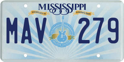 MS license plate MAV279