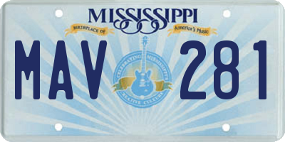 MS license plate MAV281
