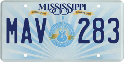 MS license plate MAV283