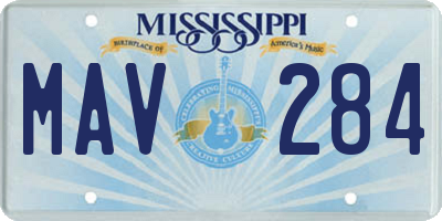 MS license plate MAV284