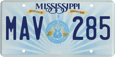 MS license plate MAV285