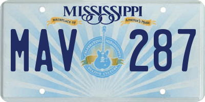 MS license plate MAV287