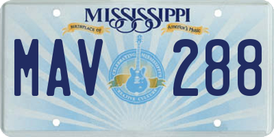 MS license plate MAV288