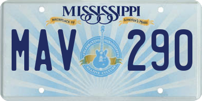 MS license plate MAV290