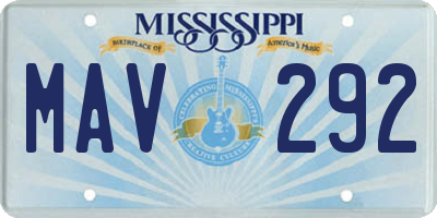 MS license plate MAV292