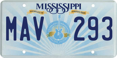 MS license plate MAV293