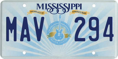 MS license plate MAV294
