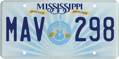 MS license plate MAV298