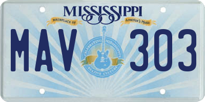 MS license plate MAV303