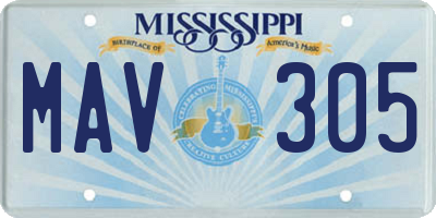 MS license plate MAV305