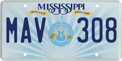 MS license plate MAV308